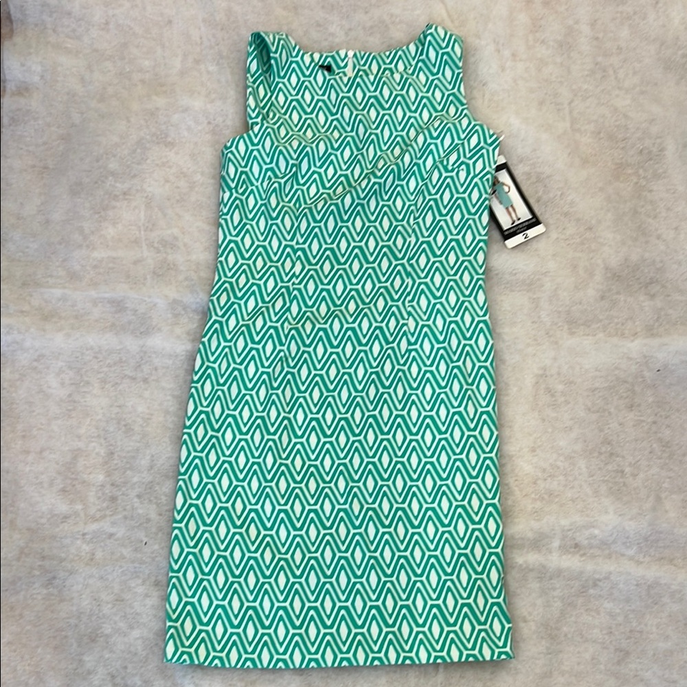 Mario Serrani Green Sheath Dress Sleeveless Bateau